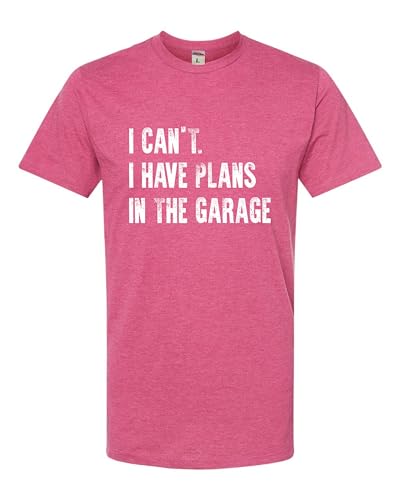 XXX Large Fuchsia Mens I Can't I Have Plans in The Garage Funny Dad Gift Deluxe Soft T (3X-Large / Fuchsia)