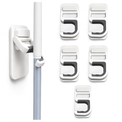 6 Pack Broom and Mop Holder Wall Mount (White)
