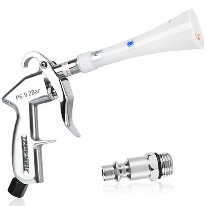 Car Cleaning Gun Detailing Dry Air Blow Gun (Soft Hose -1 Nozzle / White)