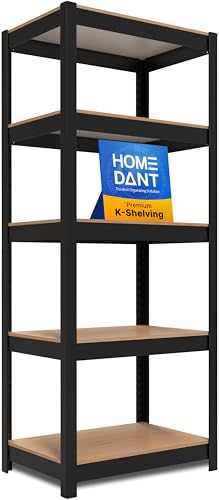 House Black 24.1" W 5 Tier Storage Shelves Garage Shelving Unit (Black / 24.4"W x 16.5"D)