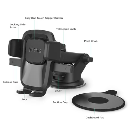 Easy One Touch Classic Dash & Windshield Universal Car Mount Phone Holder Desk Stand for iPhone (Classic)