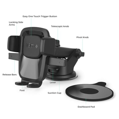 Easy One Touch Classic Dash & Windshield Universal Car Mount Phone Holder Desk Stand for iPhone (Classic)