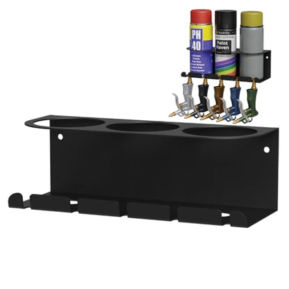 Wall Mount Air Tool Holder with 3 Aerosol Can Storage (Airtool + 3 Can)