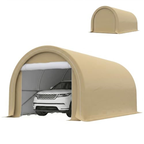 10' x 16' Carport Heavy Duty Portable Garage Storage Tent Beige (Beige)