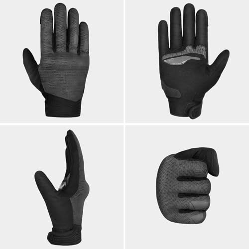 Breathable Mesh Motorcycle Gloves for Men (Grey / Small (Palm Circumference: 6.69-7.68 inches))