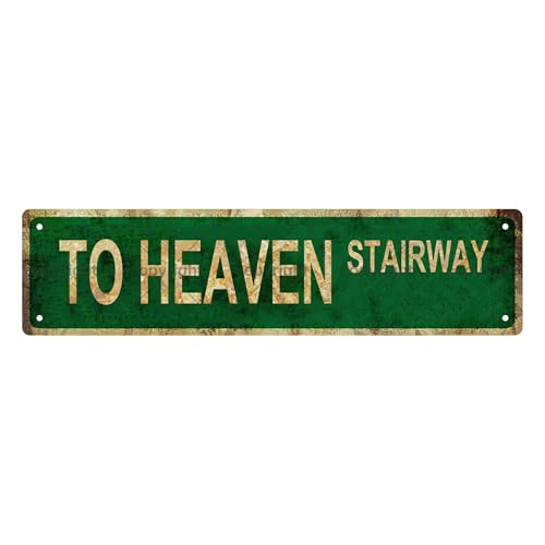 TO HEAVEN STAIRWAY SPACE Metal Tin Street Sign Bar Cafe Garage Cave Home Room Wall Bathroom Farmhouse Garden Porch Patio Decor (TO HEAVEN)
