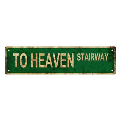 TO HEAVEN STAIRWAY SPACE Metal Tin Street Sign Bar Cafe Garage Cave Home Room Wall Bathroom Farmhouse Garden Porch Patio Decor (TO HEAVEN)