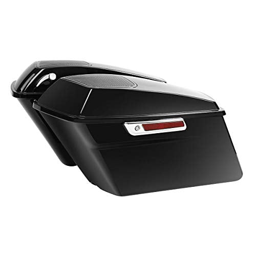 Vivid Black Hard Saddlebags with 6x9 Cut Out Speaker Lids Fit for Harley Touring Road King Street Glide Electra Ultra 2014 (Vivid Black 5# / For 2014-later)