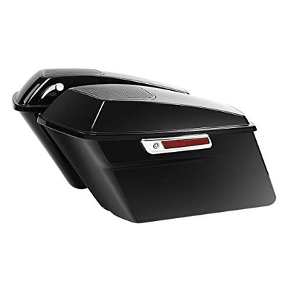 Vivid Black Hard Saddlebags with 6x9 Cut Out Speaker Lids Fit for Harley Touring Road King Street Glide Electra Ultra 2014 (Vivid Black 5# / For 2014-later)