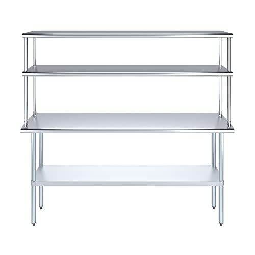 Stainless Steel Work Table Double Tier Overshelf (14" x 72" Work Table + 12" Overshelf)