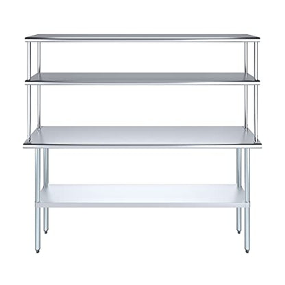 Stainless Steel Work Table Double Tier Overshelf (14" x 72" Work Table + 12" Overshelf)