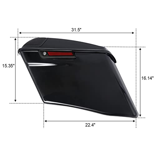 Motorcycle 4" Stretched Saddlebags Fit For Harley Touring 2014 (4" Stretched-Vivid Black W/ Black Latches & 5x7 Lids)