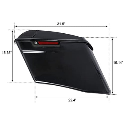 Motorcycle 4" Stretched Saddlebags Fit For Harley Touring 2014 (4" Stretched-Vivid Black W/ Black Latches & 5x7 Lids)