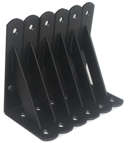 6 Pack L5 x H 3" Black Heavy Duty Shelf Brackets with Screws Metal Shelf Brackets Shelf Support Angle Brackets for Shelves L Brackets Heavy Duty Floating Shelf (6 Pack-Black / 5''x3'')