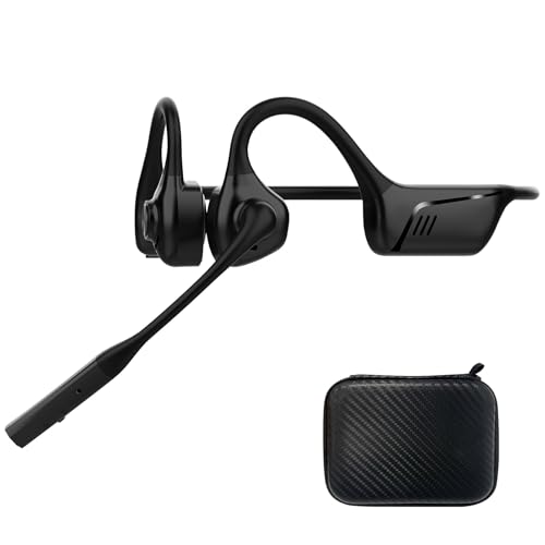 Open Ear Bluetooth Wireless Trucker Headset with Microphone (Black)
