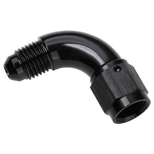 90 Degree 4AN Male to 4AN Female Swivel Full Flow Fitting Adapter Coupler Aluminum Black (4AN / Black - 90 Degree)