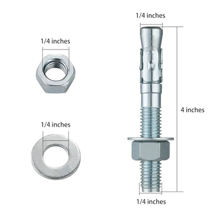 1 4x4" 100Pcs Inch Standard Fasteners for Heavy (1/4x4")