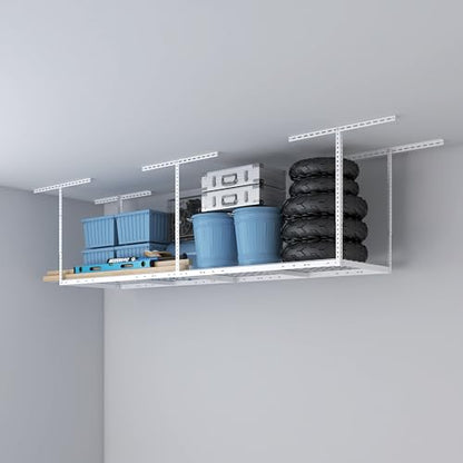 2x8ft Overhead Ceiling Garage Storage Rack (White / 2x8ft)