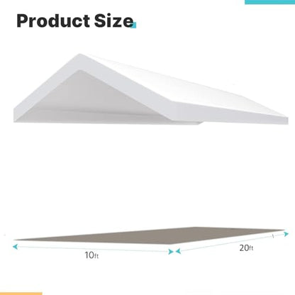 Carport Replacement Canopy Cover for Car Tent Top Garage Shelter Cover Tarp with Ball Bungees (White / 10' x 20')