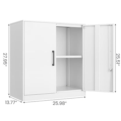 Locking Storage Cabinets (27.95"H Metal Handle / White)