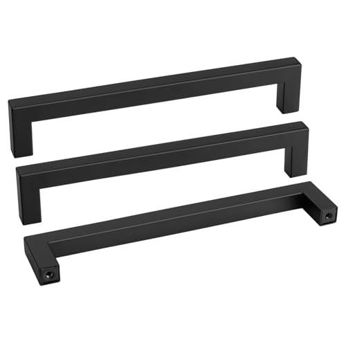 50 Pack 8-4/5 Inch Black Cabinet Handles Kitchen Drawer Pulls (Matte Black / 8-4/5 inch Hole Centers)
