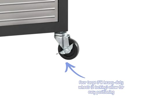 Heavy Duty Rolling Storage Cabinet with Wheels and Drawers (1 Door, 2 Drawer (20" W x 18" D x 34.7" H) / Graphite)