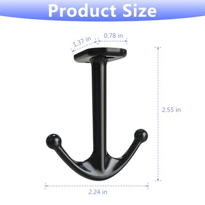 Ball Two Prong Ceiling Hook for Closet Top Bathroom Kitchen Cabinet Garage Pack of 8 (Black)