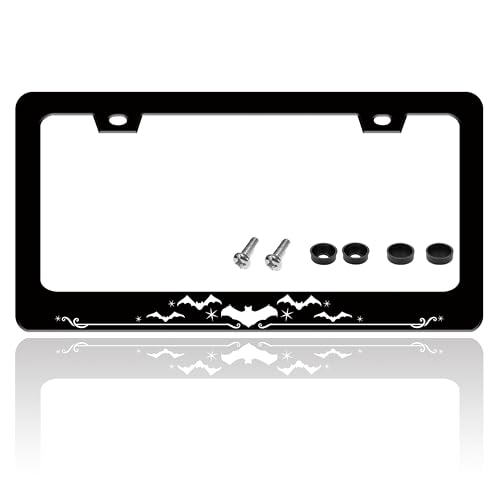 Funny Bat Gothic Style License Plate Frame Stainless Steel 6.3 X 12.2 Inch (Bat)