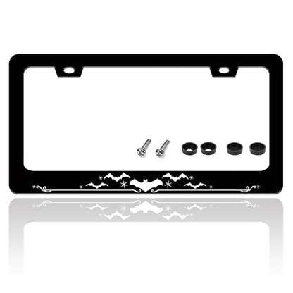 Funny Bat Gothic Style License Plate Frame Stainless Steel 6.3 X 12.2 Inch (Bat)