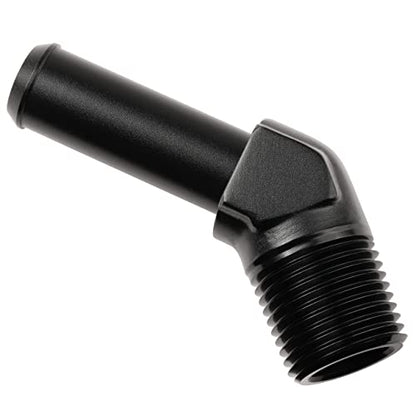 1 2 NPT Male to 5 (1/2 NPT to 5/8 Barb / Black - 45 Degree)