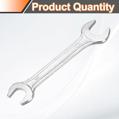 Double Open End Wrench 14mm x 17mm Metric 15 Degree Offset Angle Small Flat Head Wrench Galvanizing Open Ended Spanner for Automotive Repair Furniture Assembly (14mm x 17mm)