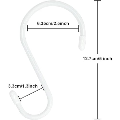 24 Pack 5 Inch White Vinyl Coated S Hooks with Rubber Stopper (White / 5 in 24 pack)