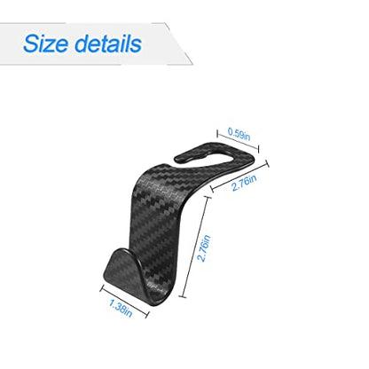 4 Pack Headrest Hooks for Vehicle Seats (Carbon Fibre/Black)
