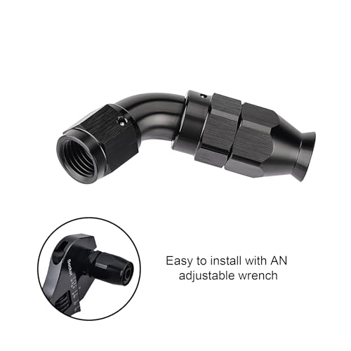 4AN 60 Degree PTFE One Piece Full Flow End Hose Fitting Aluminum Black (4AN / 60 Degree)