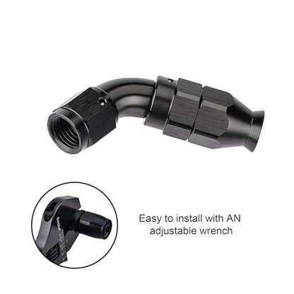 4AN 60 Degree PTFE One Piece Full Flow End Hose Fitting Aluminum Black (4AN / 60 Degree)
