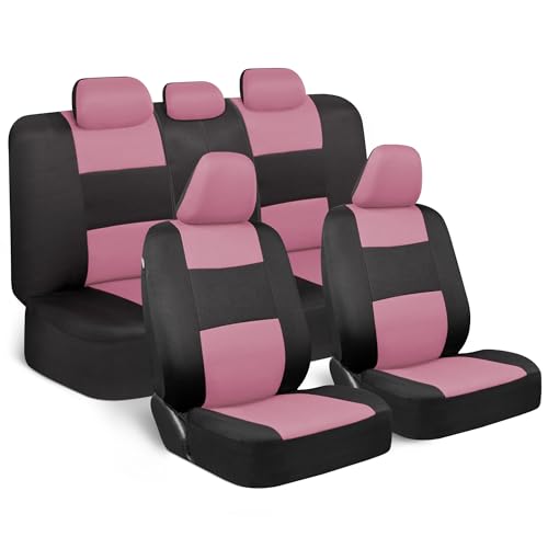 PolyPro Car Seat Covers Full Set in Pink on Black (Pink)
