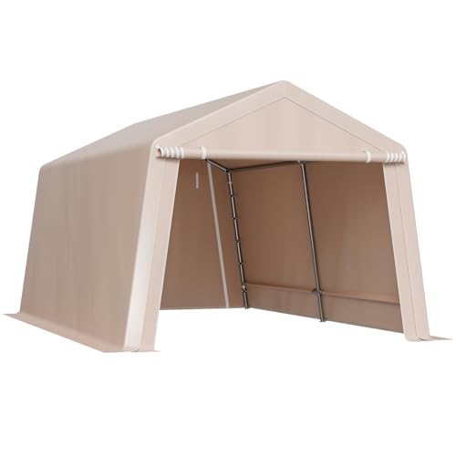 10 x 15 ft Outdoor Storage Shed Tent with Heavy (Beige / 10x15x8ft)