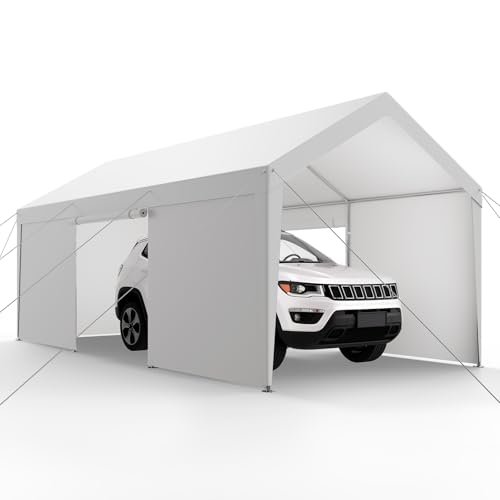 Carport 12 x 20 FT Outdoor Car Canopy (White / 12x20ft)