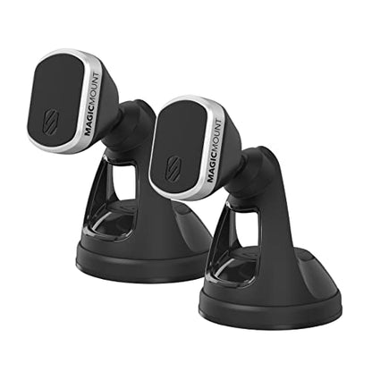MM2WDSR 2PKXC0 MagicMount Pro Magnetic Car Phone Holder for iPhone and Android (Window / Dash Suction / 2 Pack / Black & Silver)