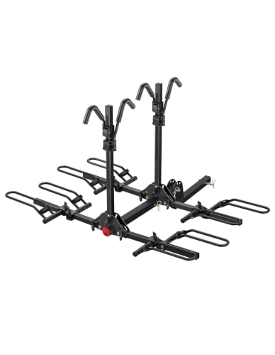 Young 4 Bike Rack Hitch Mount Platform Style Carrier for Cars Trucks SUVs Minivans with 2" Hitch Receiver (160 lbs 4 Bike Rack)