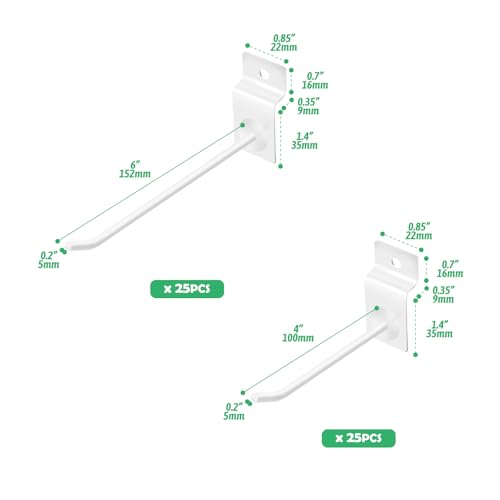 Yuahar Slatwall Hooks 50Pcs 4 (White)
