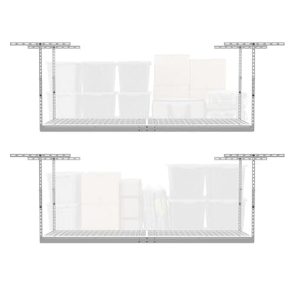 MonsterRax 2 Pack 3x8 Overhead Garage Storage Rack (White / 12"-21" (2 Pack))