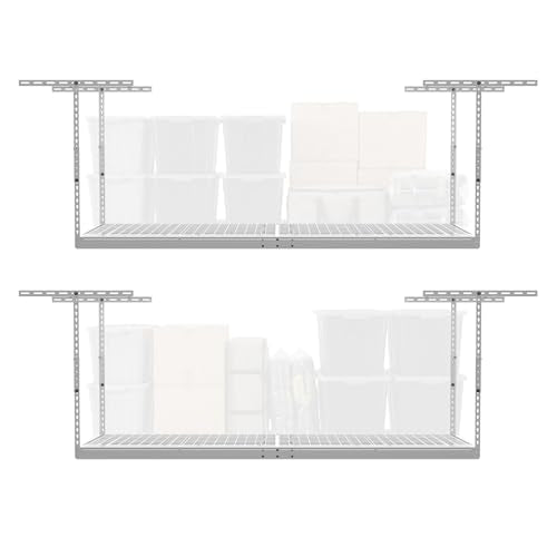MonsterRax 2 Pack 3x8 Overhead Garage Storage Rack (White / 24"-45" (2 Pack))
