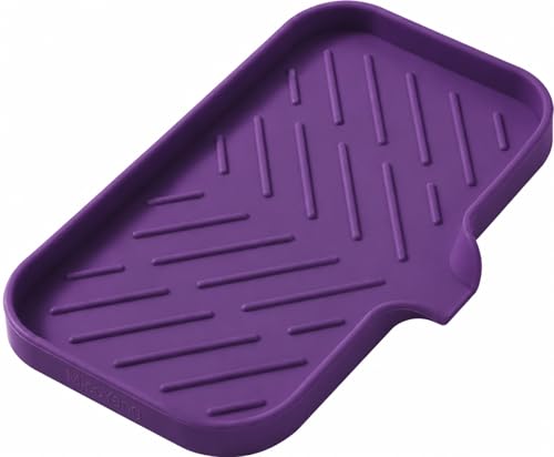 Silicone Soap Dish with Drain Spout (Purple / M(9.6"×5.3"))