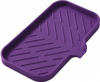 Silicone Soap Dish with Drain Spout (Purple / M(9.6"×5.3"))