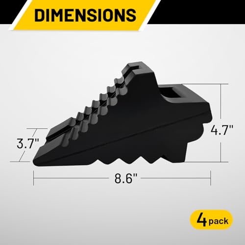 Solid Rubber Wheel Chocks Heavy Duty Trailer Chock (4 Pc Medium)