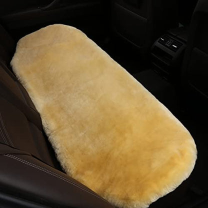 Genuine Sheepskin Car Rear Seat Cover for Fuzzy Fur Wool Cushion (Golden Yellow)
