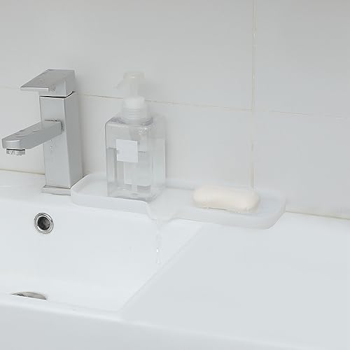 Silicone Soap Dish with Drain Spout (Translucent / L(12"×4"))