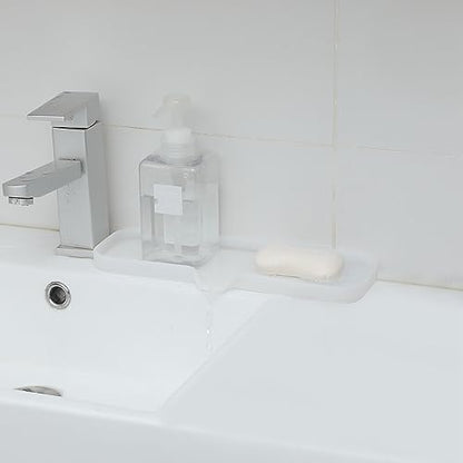 Silicone Soap Dish with Drain Spout (Translucent / L(12"×4"))