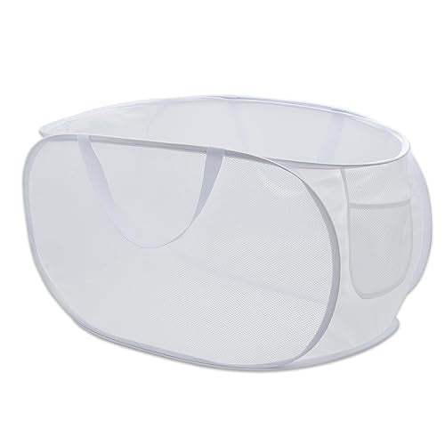 Sturdy Mesh Laundry Hamper Basket Bag (White / Pop Horizontal)